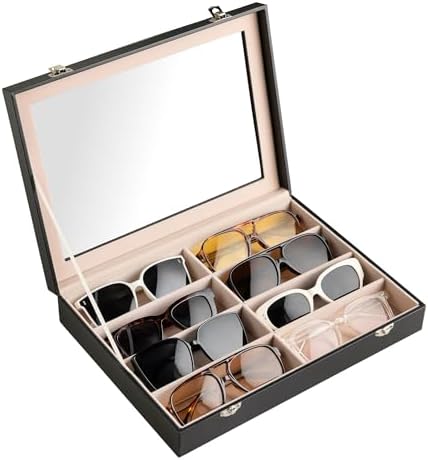 Frebeauty 8-Slot Sunglass Organizer,Sunglass Holder with Clear Lid by Frebeauty