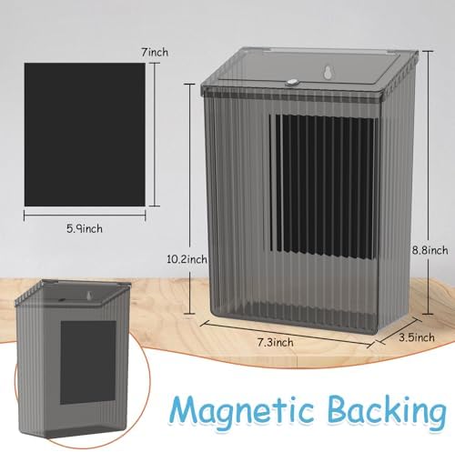 Sealegend Magnetic Trash Can with Lid, Space Saving Lint Bin Black - Image 2