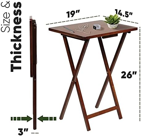 PJ Wood - 5-Piece Wooden Folding TV Tray Table Set - Honey Oak Snack Tables - Image 3