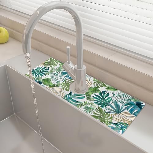 15" X 5.5" Kitchen Sink Splash Guard Faucet Mat Leaf Super Absorbent Fast Drying Faucet Guard & Draining Mat Sink Splash Guard Behind Faucet for Kitchen, Bathroom by Unknown