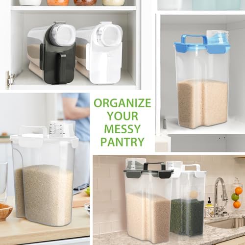 Viretec Rice Storage Container, 5 to 10lb Dry Food Airtight Dispenser, Pet Dog Cat Food Canister, BPA Free Clear Plastic Kitchen and Pantry Organization Bin for Oatmeal, Grain, Cereal, Pasta, Flour - Image 6
