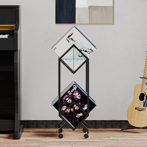 YINMIT Vinyl Record Holder, 160-200 LP Vinyl Record Storage Rack, Quick Assembly, Retro Style Organizer for Magazine, Book, Files, Albums (Retro Brown, 2 Tier) - Image 7