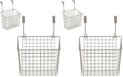Spectrum Grid Over the Cabinet Wire Storage Basket Large (Satin Nickel Powder Coat) - Organizer for Bathroom, Kitchen, Under Sink, Pantry, Hair Tools, & More (Pack of 2) by Unknown