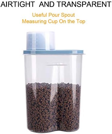2 Pack 2lb/2.5L Pet Food Storage Container with Measuring Cup for Small Dog, Cat, Waterproof-BPA Free - Image 2