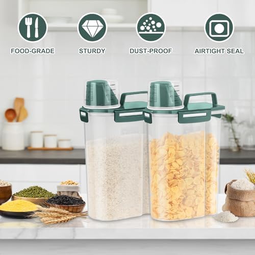 TBMax Rice Storage Container 3 to 5 Lbs - Small Pet Dog Cat Food Container Dispenser with Easy Pouring Spout & Cup, Portable Cereal Container for Small Spaces, Travel, or Daily Use -Dark Green - Image 6