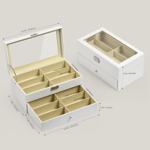 AUTOARK Leather 12 Piece Eyeglasses Storage Display Case,White,AW-053 - Image 2