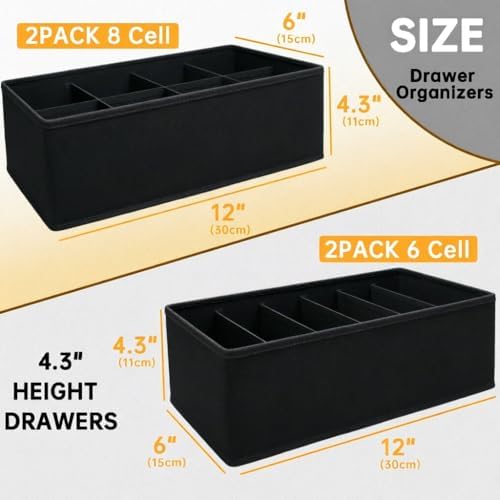 4 PACK Sock Underwear Drawer Organizer Dividers, Collapsible Cabinet Closet Storage Boxes for Clothes, Socks, Lingerie, Underwear, Tie, Belt,Bedroomedroom - Image 2