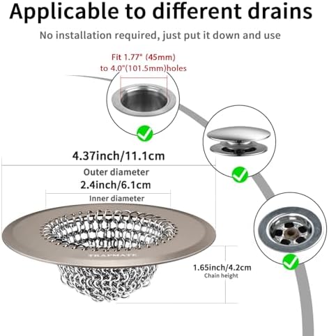 Reversible Shower Drain Hair Catcher, Prevent Clogging Bathtub Drain Cover, Fast Drainage & Easy Clean Tub Drain Hair Catcher for Regular & Pop-up Drain (Brown) - Image 2