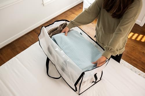 ClearSpace Heavy Duty Moving Bags - Water Resistant Storage Bags with Backpack Straps, Zippers and Handles - Large Moving Boxes for College Dorm, Travel, Closet Organization - 6 Pack, Clear - Image 2