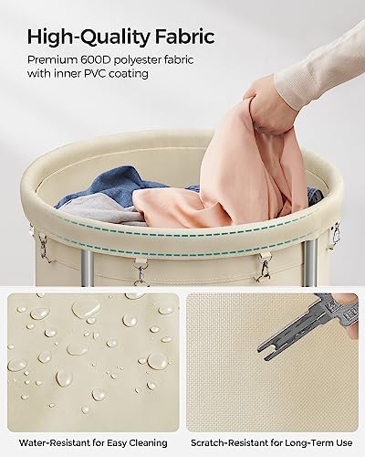 SONGMICS Laundry Basket with Wheels,190L, Steel Frame, Removable Bag - Image 5