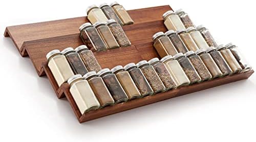 Tinamo Acacia Wood 4-Tier Spice Rack Organizer for Cabinet, Pack of 8 Pcs - Image 6