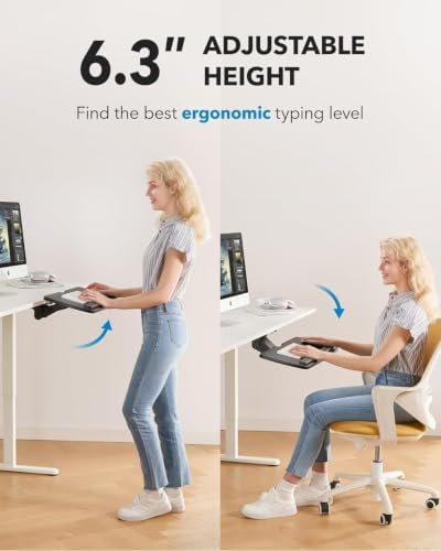 HUANUO Under Desk Keyboard Tray, 360 Degree Adjustable Mouse Platform - Image 2