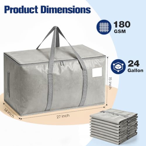 6 Pack Heavy Duty Waterproof Moving Bags, Foldable Totes - Image 2