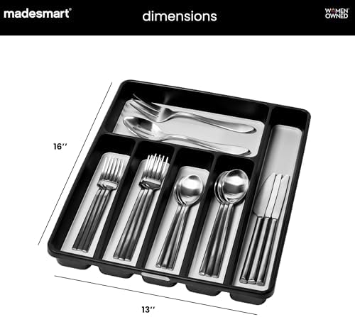 madesmart Classic 6 Compartment Silverware Tray, Carbon - Image 5