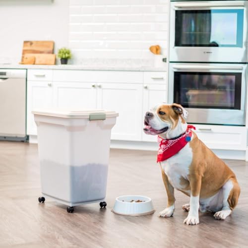 IRIS USA Dog Food Storage Container, Up to 58lbs, Almond/Pearl, Made in USA - Image 2