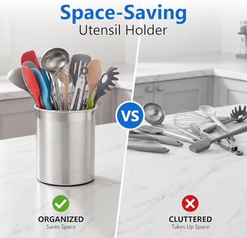 CHEFBEE 360° Rotating Stainless Steel Utensil Holder, Extra Large - Image 6