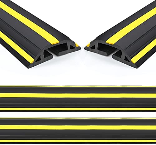 Eapele 10 ft Floor Cable Cover Protector, Heavy Duty PVC Duct Easy to Unroll, Prevent Trip Hazard for Outdoor Settings (2pcs) by Eapele