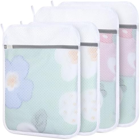 4-Pack Durable Honeycomb Mesh Laundry Bags for Delicates, 2L + 2XL by Dntorx