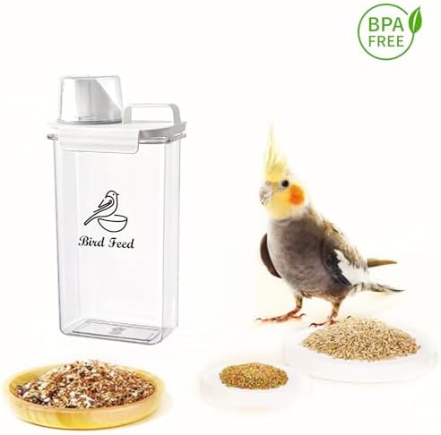 Bird Seed Storage Container Airtight | 3 Qt/2.5 L Clear Plastic Bird Food Container Portable-with Measuring Cup/Lid|Pet Food Storage Container |Wild Bird Seed Dispenser|BPA Free - Image 2
