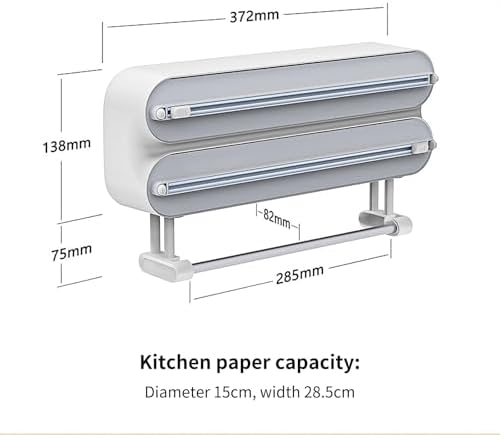 3 in 1 Aluminum Foil and Plastic Wrap Organize Dispenser with Cutter, Magnetic Paper Towel Holder for Fridge, Includes 1 Roll of Cling Film - Image 6