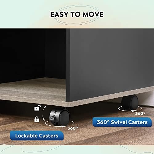 DEVAISE 3-Drawer Wood File Cabinet, Mobile Lateral Filing Cabinet, Printer Stand with Open Storage Shelves for Home Office, Greige - Image 6