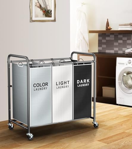 ROMOON Laundry Sorter Hamper 3 Section, Divided Laundry Basket Organizer - Image 2