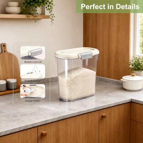 Large Rice Storage Container 15-20 Lbs, Tall Flour Container Dry Food Bin - Image 7
