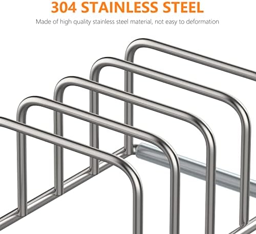KORRTFID Cutting Board Organizer Stand Holder,304 Stainless Steel Chopping Board Holder,Pot Pan Lid Holder Rack kitchen Shelf Bakeware,Cookie Sheets Organizer (1.0 Inch Width Slots) - Image 3