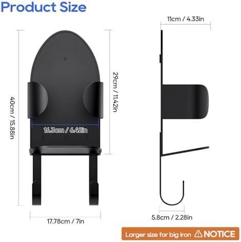 ORLESS Metal Large Ironing Board Holder Wall Mount, Ironing Board Hanger, Iron Board Holder, Iron Board Hook Wall Mount, for Laundry Rooms (Black) - Image 6