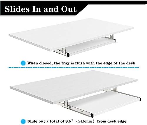 FRMSAET Under Desk 20/24/30 inch Keyboard Drawer Platform (24 in,White) - Image 3