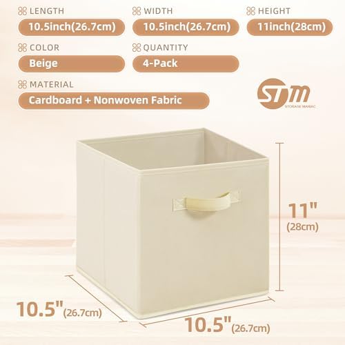 STORAGE MANIAC Storage Cubes, 11 Inch 4 Pack Collapsible Fabric Shelf Bins - Image 5