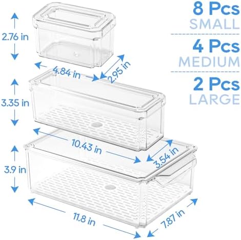 JollyPack Fridge Organizers, Refrigerator Organizer Bins with Lids, 14 Pack - Image 3