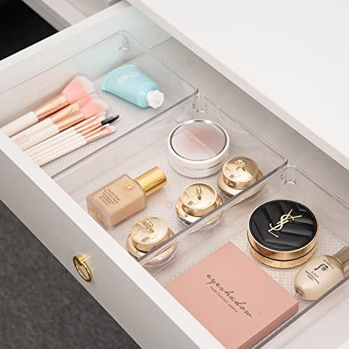 5 Pack Clear Plastic Drawer Organizer Tray Cutlery Utensil Makeups Drawer Silverware Organizers 6" X 9" - Image 5