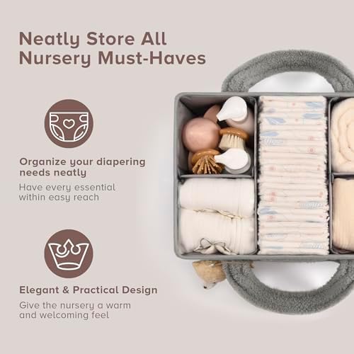 PeraBella Baby Diaper Caddy Organizer with Handle, Boy & Girl Shower Gift Basket, Portable Diaper Storage Basket Bin for Wipes, Newborn Baby Essentials Registry Search Must Haves, Car Caddy Organizer - Image 2