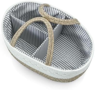 PandaEar Baby Diaper Caddy Organizer, Portable Nursery Storage Basket Cotton Rope Diaper Caddy for Baby Shower Gifts Newborn Infants -Brown - Image 5