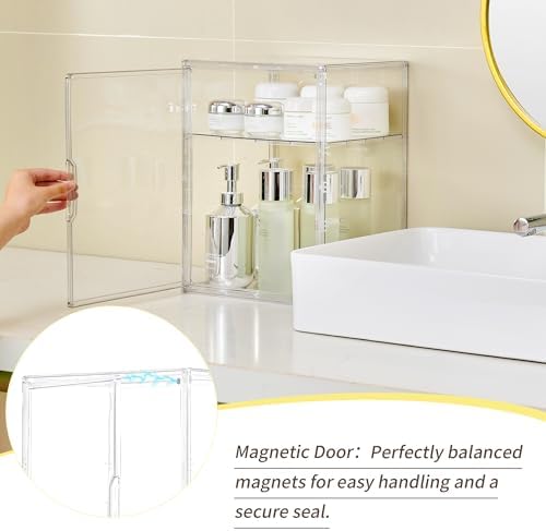 LXLXXL 2 Tier Stackable Shelf Acrylic Display Case with Magnetic Lid 4-Pack - Image 4