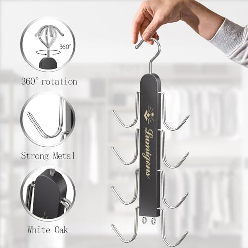 Purse Hanger, 4 Pack Purse Organizer for Closet with 32 Hooks for Heavy Bags, Sturdy Bag Storage, Rotatable Handbag Holder, Purse Rack Space Saving Backpack Hanging Closet Organizer Hangers, Black - Image 4