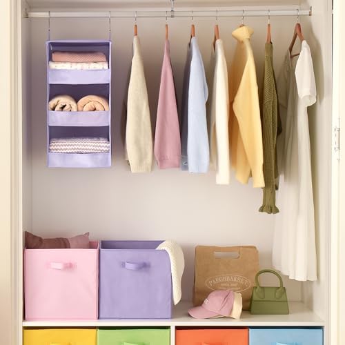 GRANNY SAYS 3-Shelf Hanging Closet Organizer, Foldable Storage, Purple - Image 4