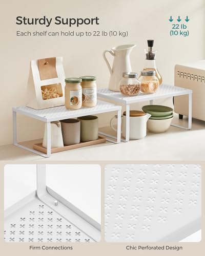 SONGMICS Set of 4 Metal Spice Racks, Stackable Expandable Shelf Risers - Image 4
