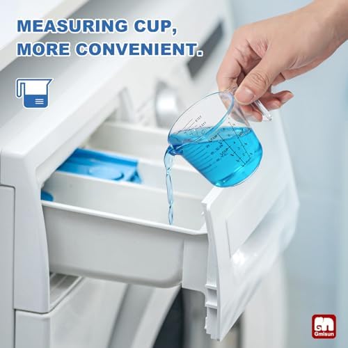 GMISUN Plastic Laundry Detergent Dispenser, 2 Pack Liquid Laundry Soap Dispenser, 64oz Storage Container for Farmhouse Laundry Room Decor, Liquid Bottle Organizer for Detergent/Softener/Bleach - Image 4