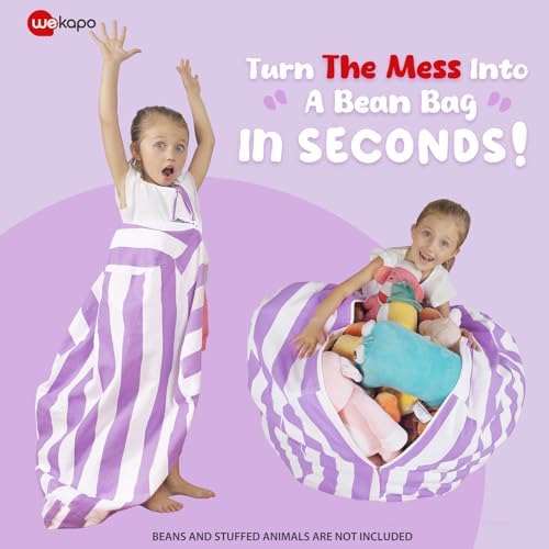 WEKAPO Stuffed Animal Storage Bean Bag Chair Cover for Kids - Image 2