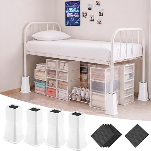 Novabright 12 Inch 4 Pack College Dorm Bed Risers,White by Unknown