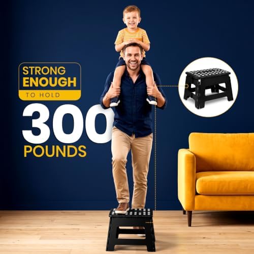 Utopia Home Folding Step Stool 9 Inch, Anti-Slip, Black, 2-Pack - Image 2