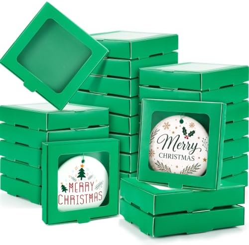 Dunzoom 25 Pcs Christmas Sublimation Blanks Ornament Gift Box, Green by Dunzoom