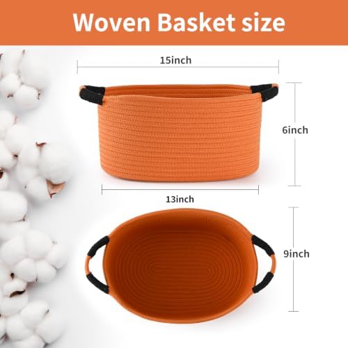 Happyiren Pumpkin Orange Boo Basket Empty Gift Basket for Halloween, 13x8x6 - Image 2