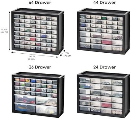 IRIS USA 64-Drawer Screw Organizer, Hardware Storage, Made in USA, Black - Image 4