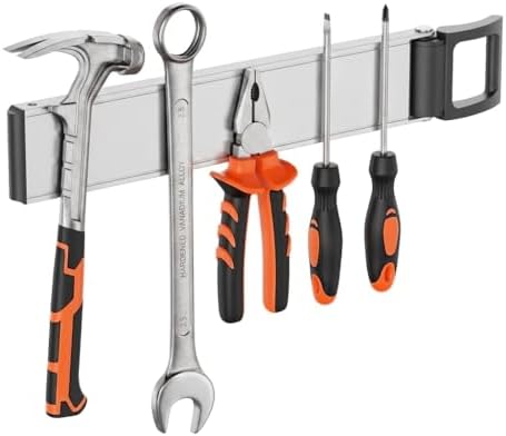 Double Sided Magnetic Tool Holder Heavy Duty,12 Inch Rust-Resistant Magnetic Tool Bar with a Quick- release Handle, Magnetic Tool Organizer Strip for Garage, Workshop, Jobsite, Shed and Kitchen by SKNOOYLIGHT