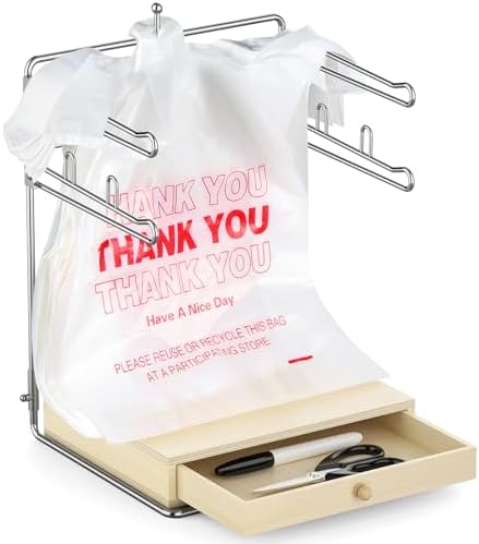 Plastic Grocery Bag Holder,Plastic Bag Organizer with Wooden Drawers Base for Grocery Store, Supermarket, Restaurant, Business by GIGIFTREE