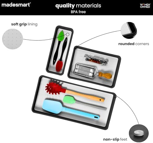 madesmart Classic 3 Bin Drawer Organizer Set, Carbon - Image 3