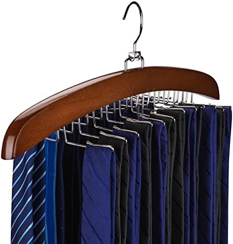Tie Rack 2Pcs Tie Racks for Men Closet 24 Hooks, Wooden Tie Organizer with Upgraded 360°Rotating, Scarves Accessories Closet Organizer for Bras,Tank Tops,Camisoles etc.Walnut… by Uilmart